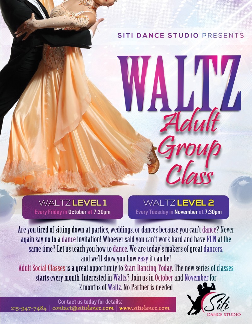 adult social dancing, waltz group class